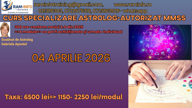 Curs specializare astrolog autorizat MMSS- 300 ore